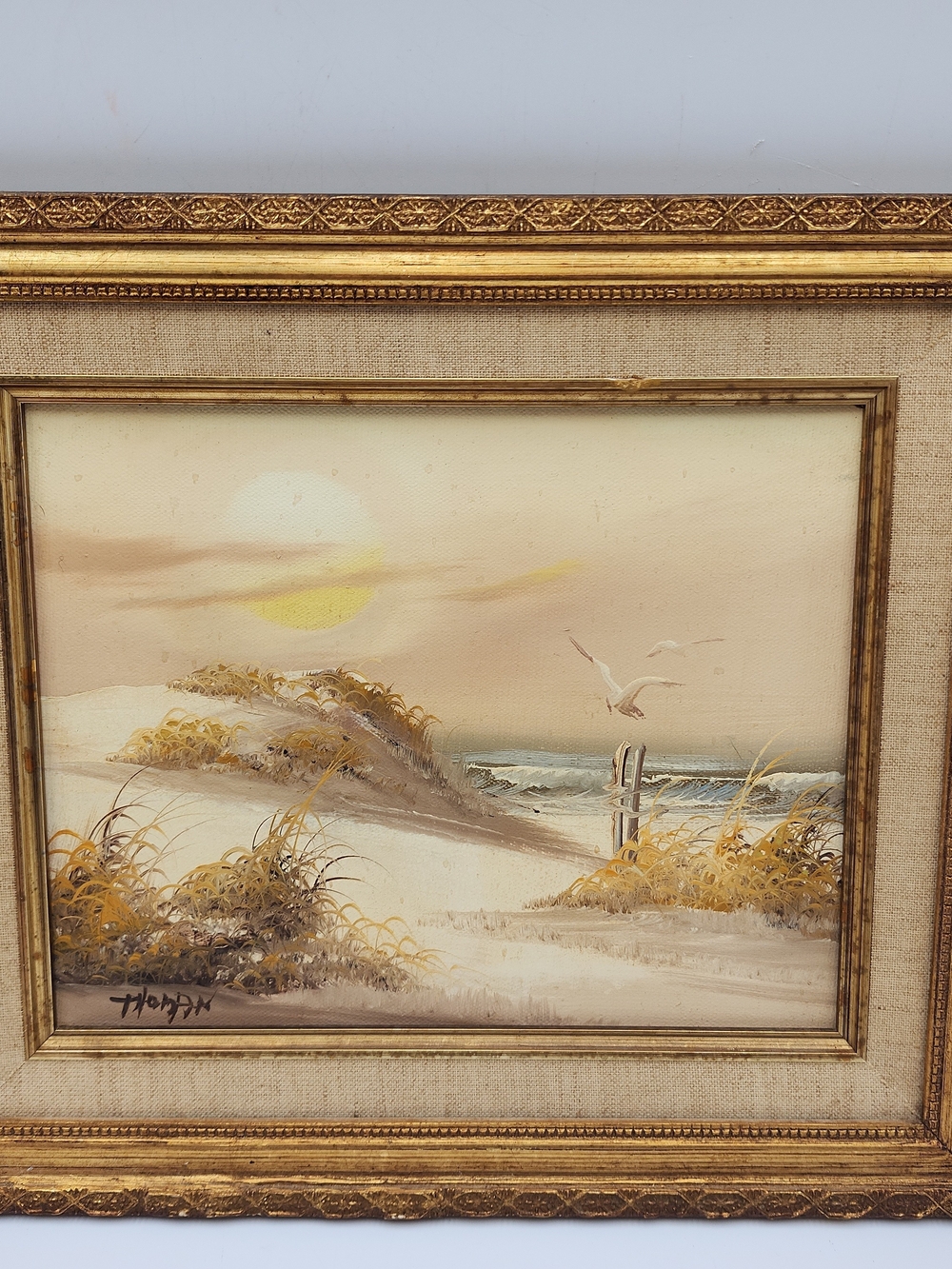 Coastal Sunrise Canvas Wall Art in Gold